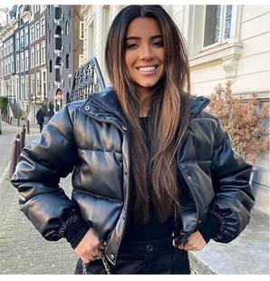 Warm thick leather 2022Winter femme coat Parkas jacket women