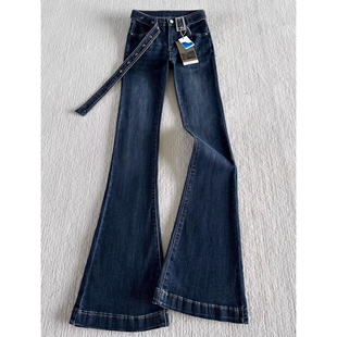 高个子加长复古辣妹微喇牛仔裤女秋季低腰弹力紧身显瘦拖地喇叭裤