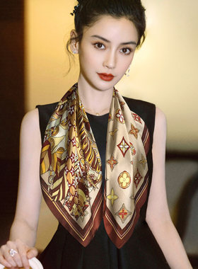 lv5&vv20丝巾小方巾洋气时尚新款围巾女手提包绑包丝带小领巾老花