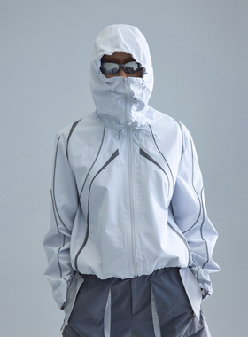 UPON PRO户外穿搭弧形反光条面罩式多功能防护外套