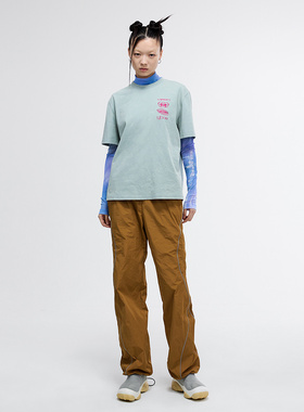 UPON PRO休闲浅绿色蝴蝶刺绣宽松运动短袖t恤女