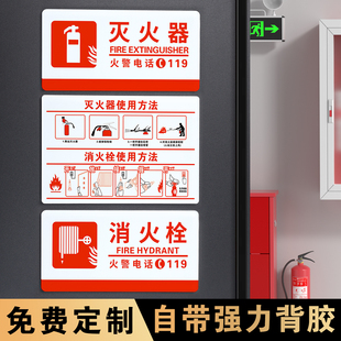 灭火器标识牌消防栓消火栓指示牌消防疏散示意图提示牌亚克力定制