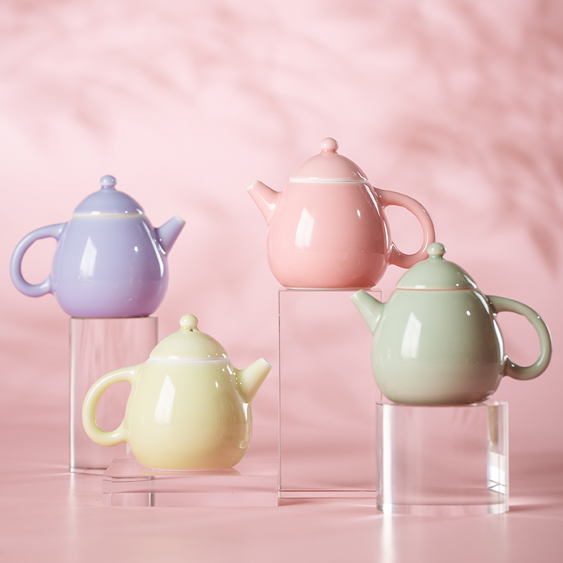 高温单色釉迷你壶龙蛋小瓷壶90ml
