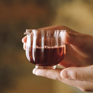 宛玉设计款 玻璃透明公道杯 耐热一人饮茶道具 迷你公道杯 茶配件