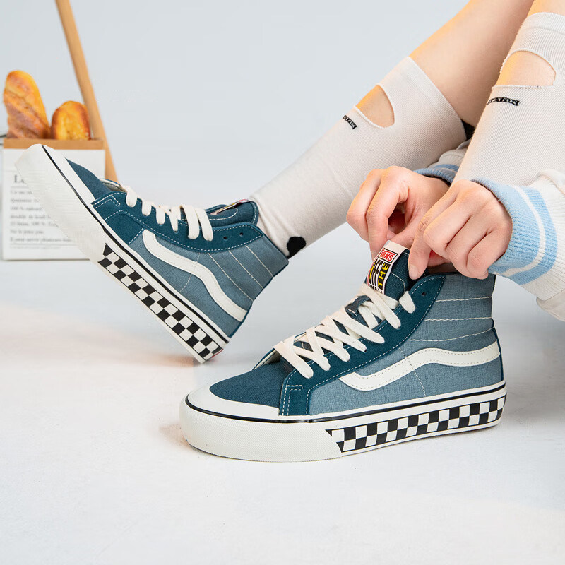 VANS范斯男鞋女鞋SK8-HI 138棋盘格高帮休闲鞋帆布鞋VN0A3MV1XGK