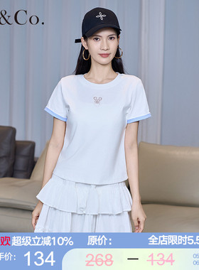CZ&Co.白色短袖t恤女夏季25年新款修身显瘦圆领短款上衣体恤817Z