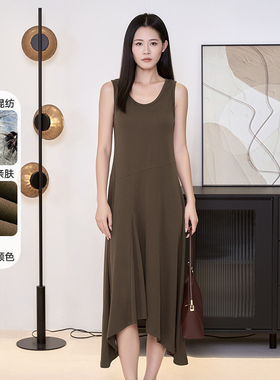 CZCo2025秋季新款韩版时尚百搭圆领无袖连衣裙女中长款12184