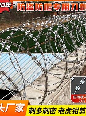 不锈钢刀片刺绳不生锈刀片刺绳防盗带刺铁丝防攀爬围墙倒刺铁丝网