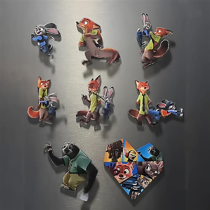 疯狂动物城冰箱贴朱迪尼克创意旋转磁吸装饰贴动漫周边谷子纪念品