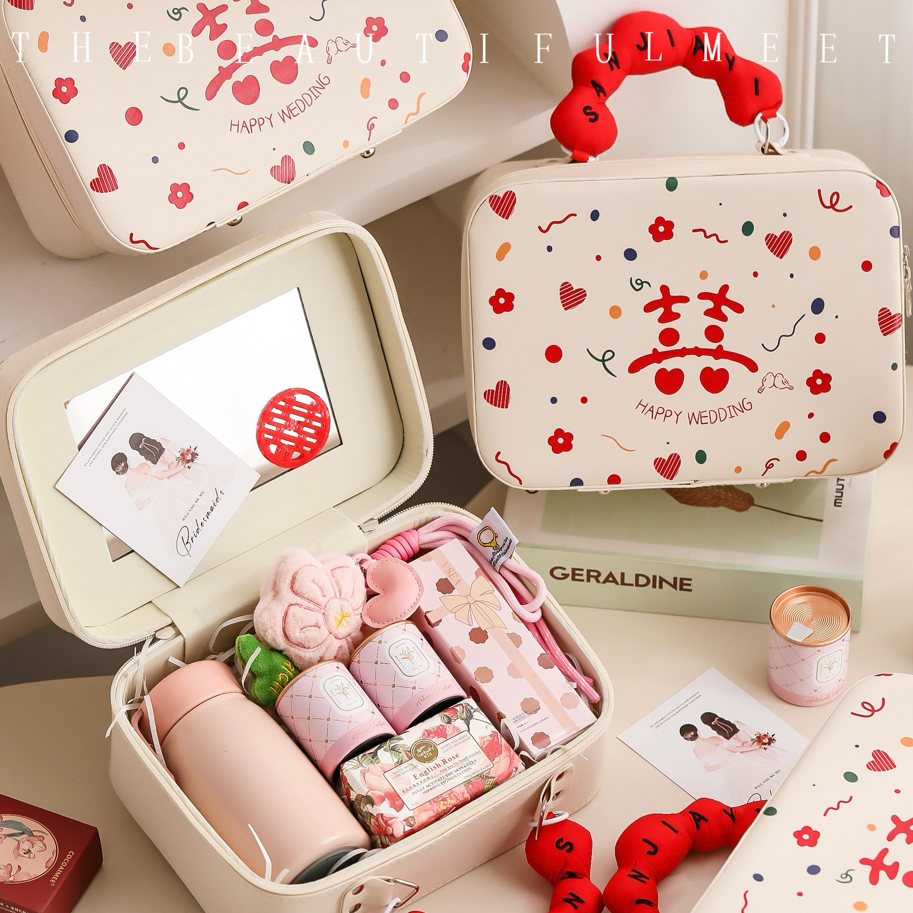 伴娘伴手礼女结婚高档实用礼物化妆包手提袋礼盒空盒子小众高级