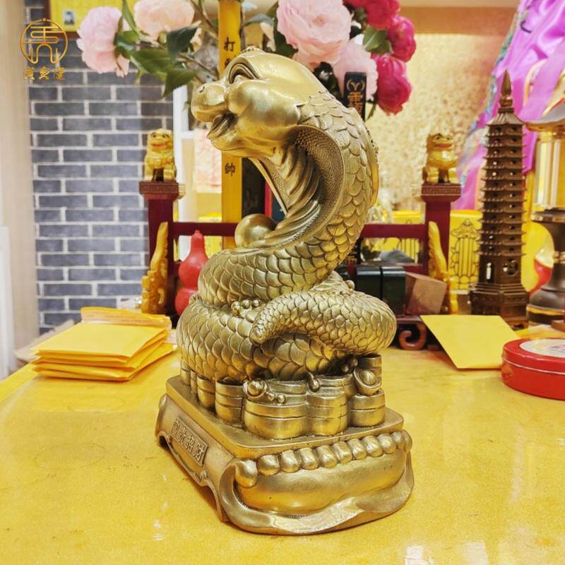 铜蛇摆件金属眼镜蛇像生肖蛇属相金蛇饰品属蛇蟒蛇形吉祥物工艺品