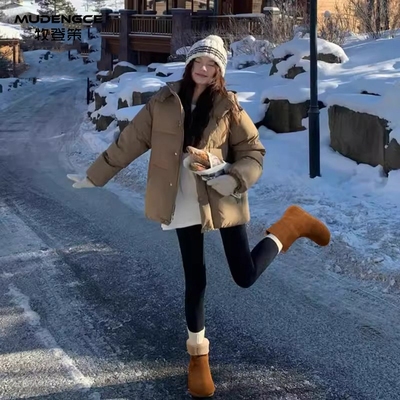 厚底加绒雪地靴女圆头防滑大棉鞋