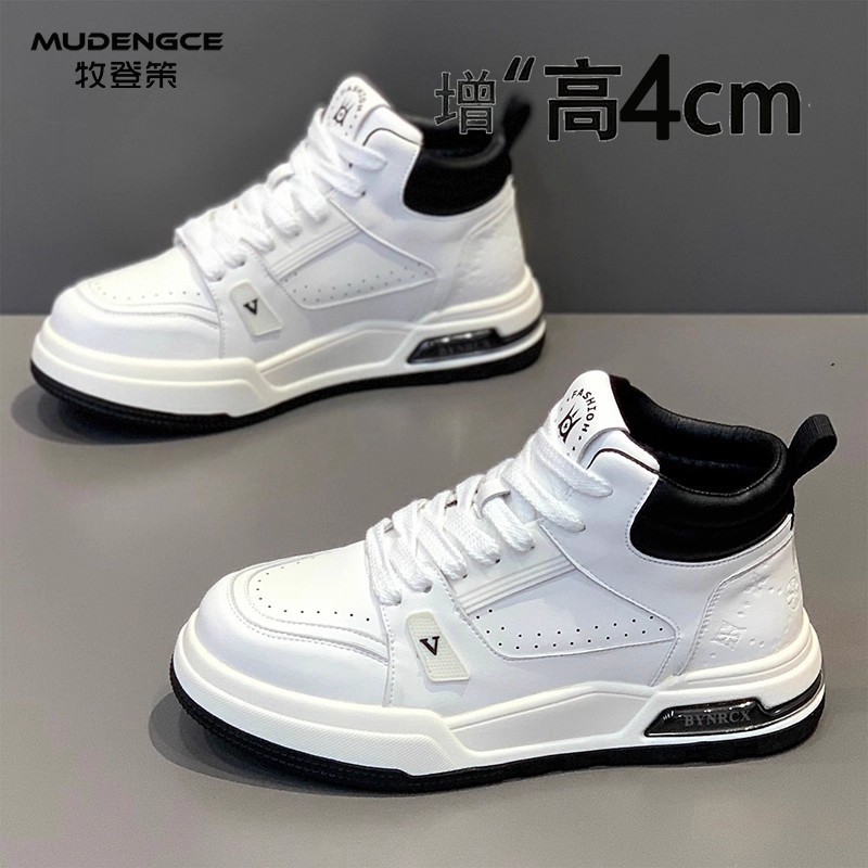 高帮男鞋2025新款秋冬季加绒棉鞋厚底增高休闲板鞋百搭运动小白鞋