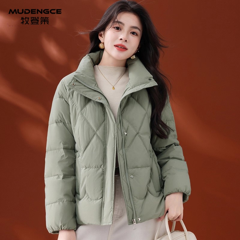 【雪霰·听箴】薄荷绿短款棉服女