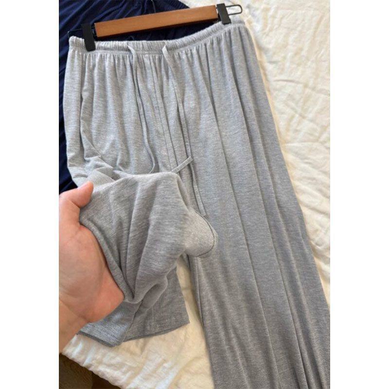超手感莫代尔棉~灰色阔腿裤女秋季新款高腰宽松垂感凉凉休闲裤子