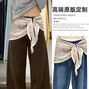 复古棉麻腰果花系腰屁帘高级感三角巾丝巾腰带2025新款腰巾配饰女