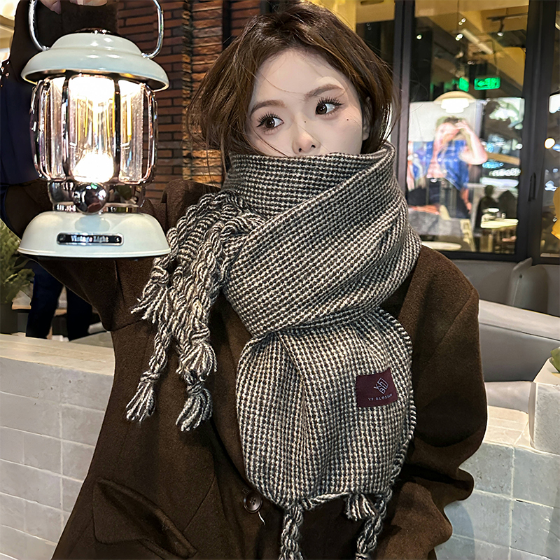 秋冬围巾韩版大麻花流苏加厚围脖