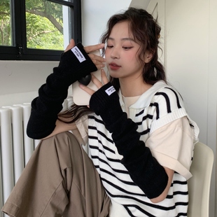 套保暖学生长款 子手臂套袖 针织手套 秋冬百搭护胳膊堆堆袖 ins韩版