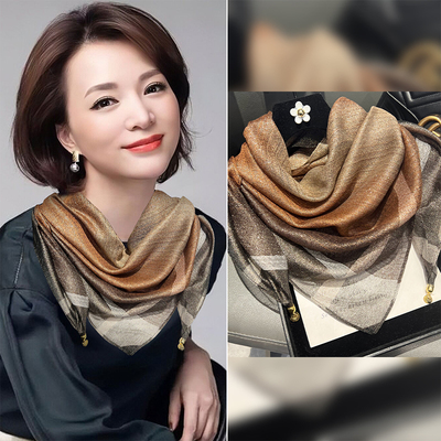 高级感渐变磁吸扣丝巾女春