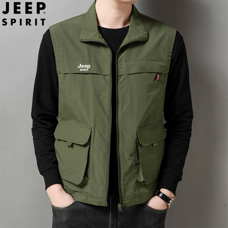 吉普工装马甲多口袋钓鱼休闲服