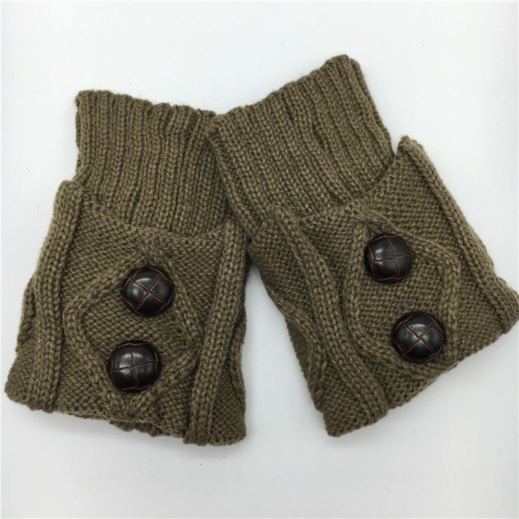 女士韩版腿套针织百搭护脚踝菱形纽扣靴套保暖毛线鞋套袜套短款冬