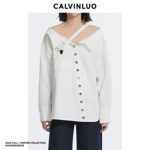 CALVINLUO尾夹解构宽松休闲衬衫