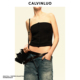 纽扣装 饰抹胸 24新品 CALVINLUO 白 黑