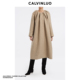 CALVINLUO 米驼色 新品 领口褶皱廓形毛呢大衣 24春夏