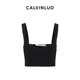 CALVINLUO 黑色 白 V领针织短背心 24新品