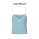 24新品 蝴蝶结装 饰吊带背心 CALVINLUO 白黑 蓝白