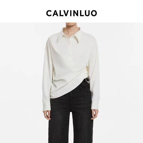 CALVINLUO不对称交错衬衫