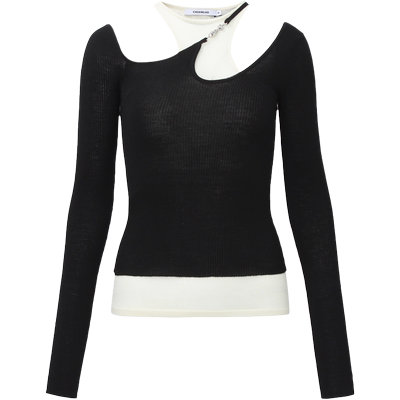 金属串珠装饰长袖两件套