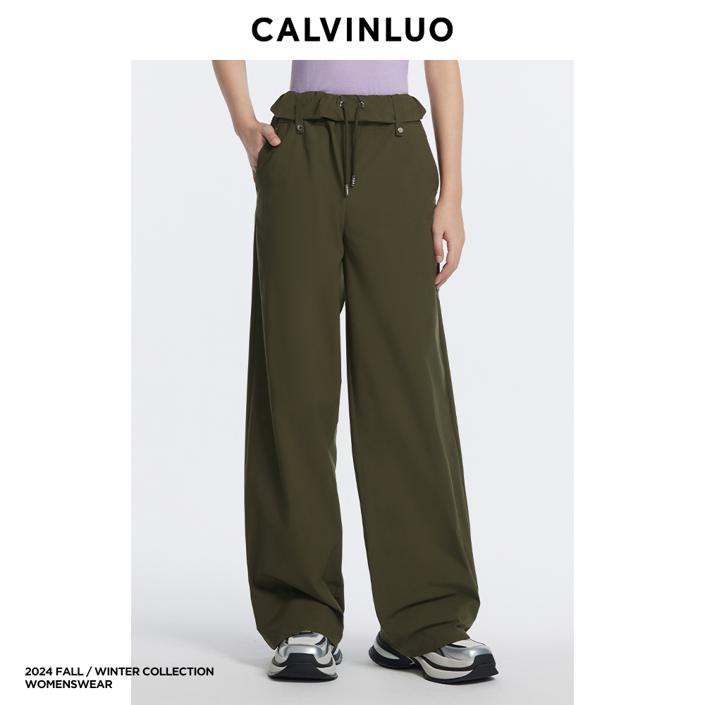 CALVINLUO卷边腰头直筒工装裤