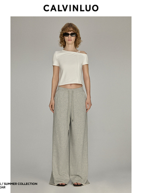 CALVINLUO 直筒宽松百搭休闲风长裤舒适卫裤 2SS新品 灰色