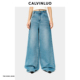 经典 百搭长裤 系列 009 CALVINLUO 林允同款 浅蓝高腰阔腿牛仔裤