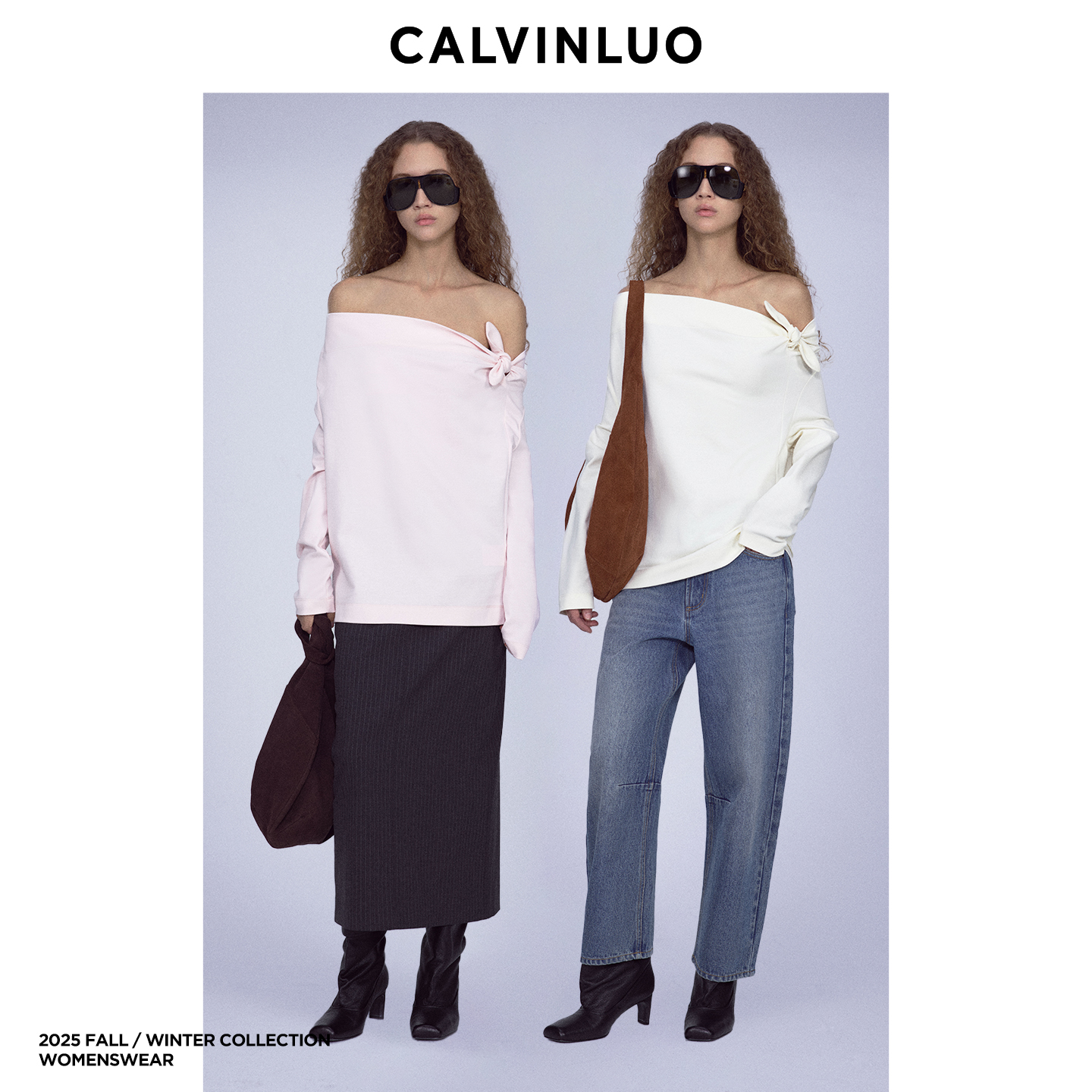 CALVINLUO蝴蝶结船领T恤