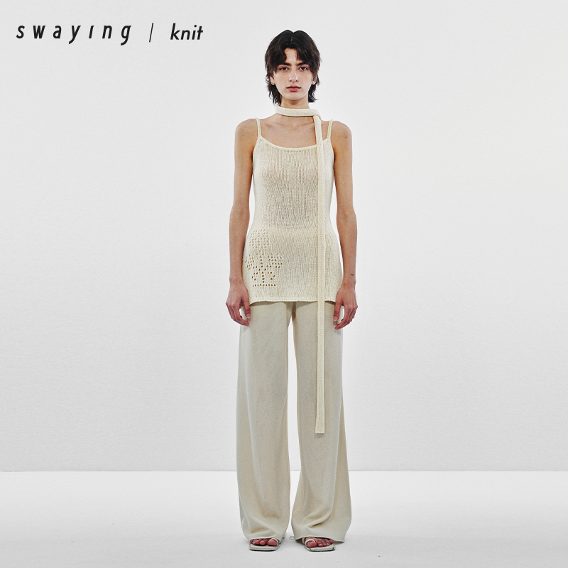 SWAYING官方 针织直筒裤25PF早秋气质通勤收腰显瘦针织直筒长裤女