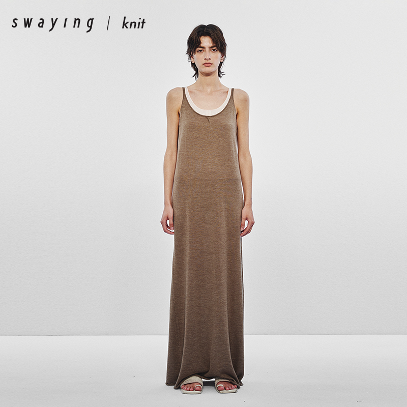 SWAYING官方 廓形羊绒吊带裙 25PF早秋气质百搭显瘦吊带连衣裙女