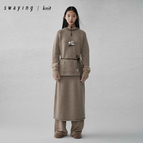 SWAYING官方 粗支羊绒半裙 25AW秋冬气质通勤显瘦羊绒半身裙女