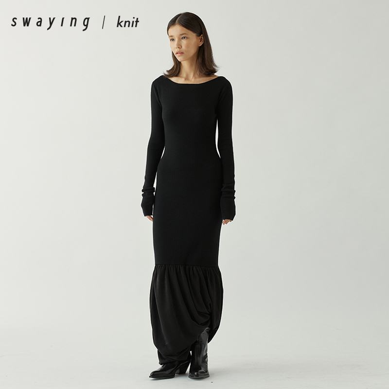 swayingknit羊绒拼接鱼尾长裙