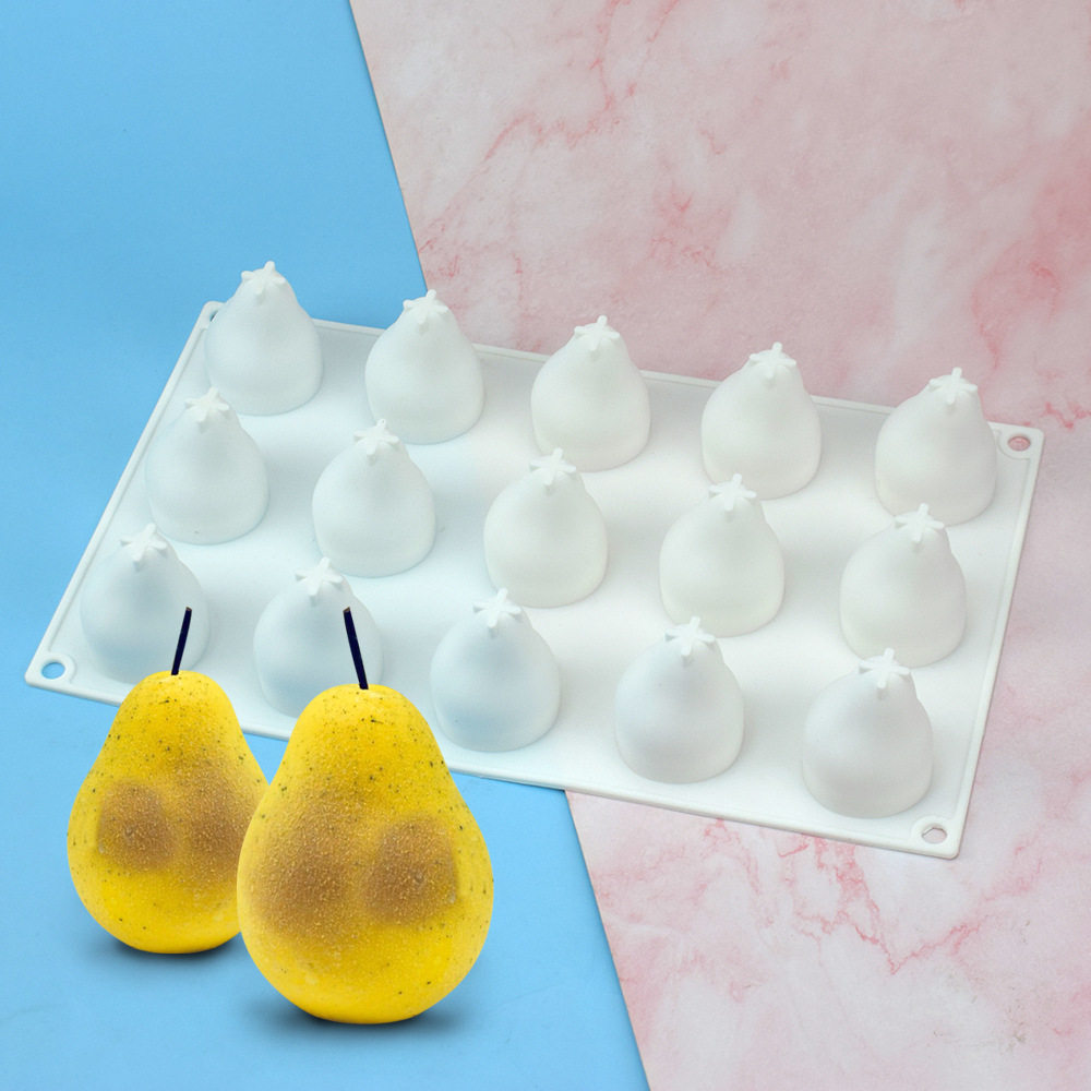 15连梨子硅胶模具3D立体梨子法式慕斯蛋糕模具水果巧克力模手工皂