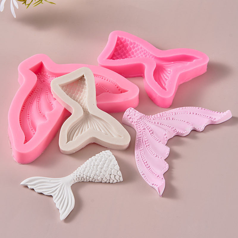 鱼尾美人鱼硅胶模具 美人鱼创意个性 蛋糕DIY装饰 烘焙工具创意模