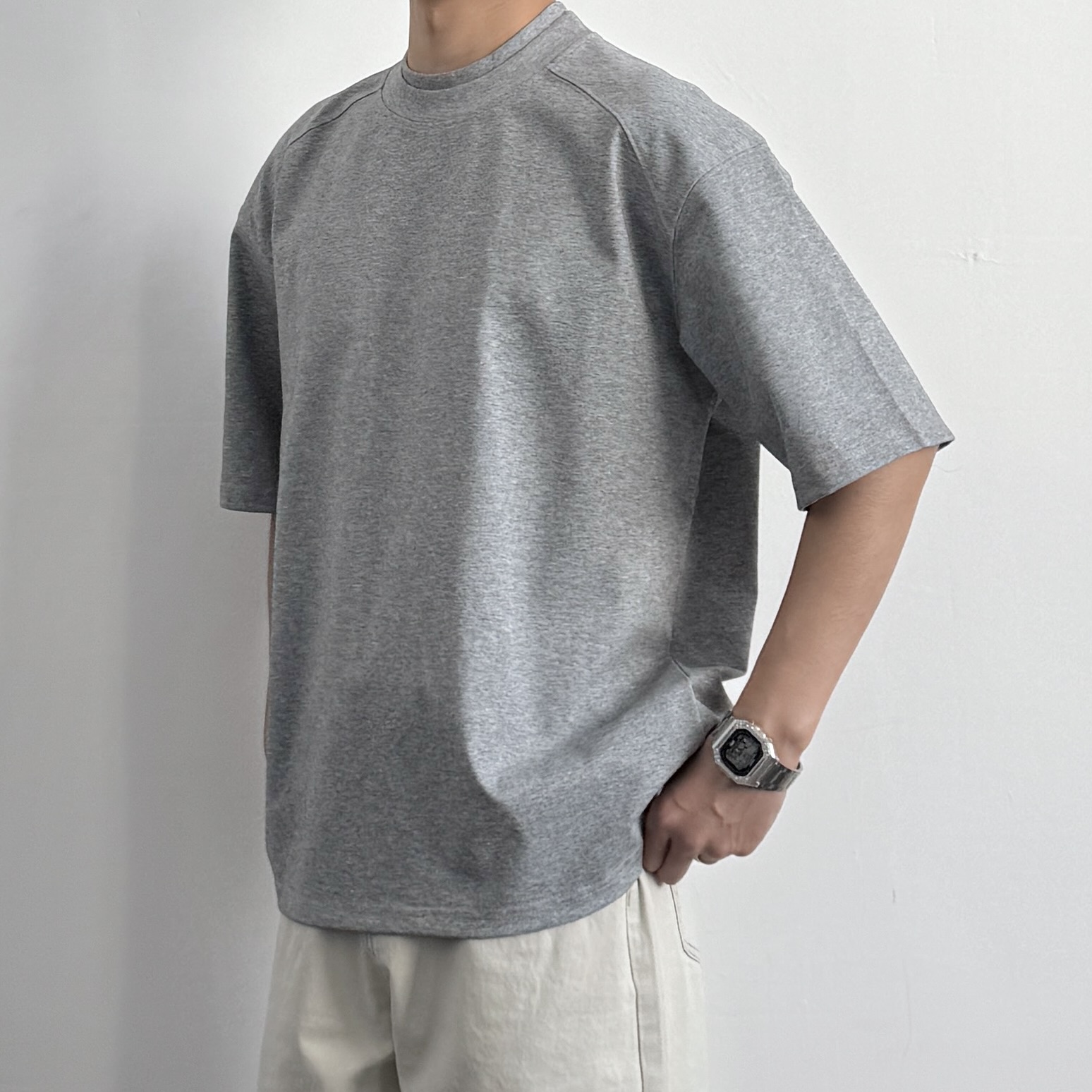 ONUN重磅330g纯色双领假两件T恤