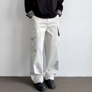 百搭大口袋宽松休闲长裤 ONUN 裤 复古棉质阔腿工装 酵洗重磅450g