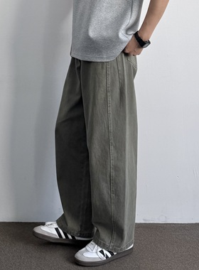 ONUN 美式复古棉布酵洗弯刀裤休闲宽松clean fit廓形百搭工装长裤