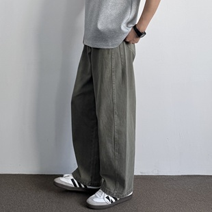 美式 长裤 复古棉布酵洗弯刀裤 fit廓形百搭工装 休闲宽松clean ONUN