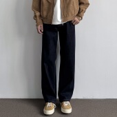 百搭休闲cleanfit深蓝色长裤 ONUN美式 复古丹宁原色宽松直筒牛仔裤