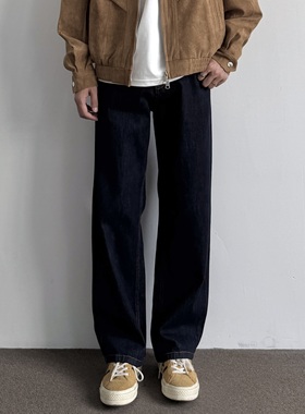 ONUN美式复古丹宁原色宽松直筒牛仔裤百搭休闲cleanfit深蓝色长裤