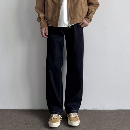 ONUN美式复古丹宁原色宽松直筒牛仔裤百搭休闲cleanfit深蓝色长裤