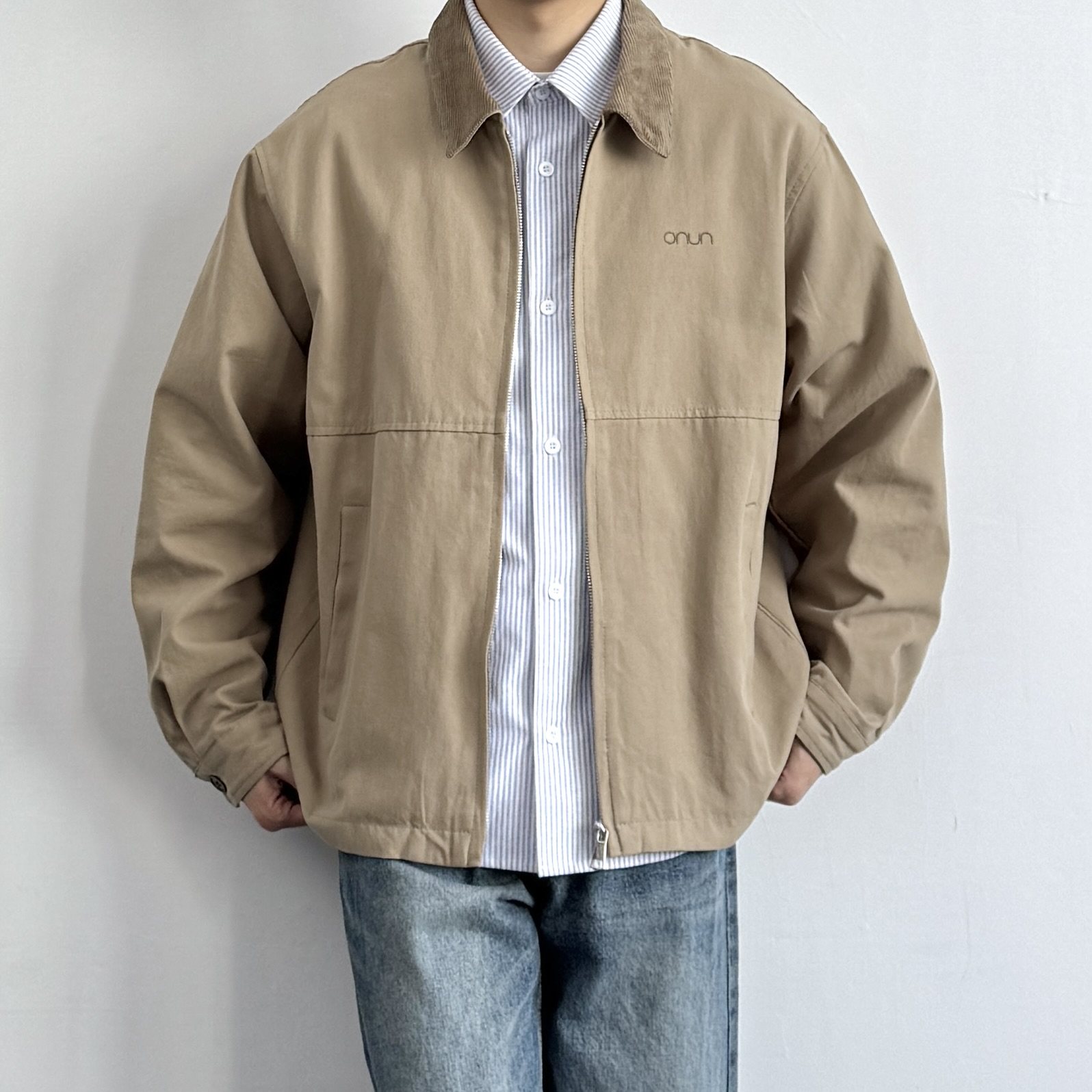 ONUN 复古水洗灯芯绒翻领工装夹克2026新款日系百搭宽松休闲外套